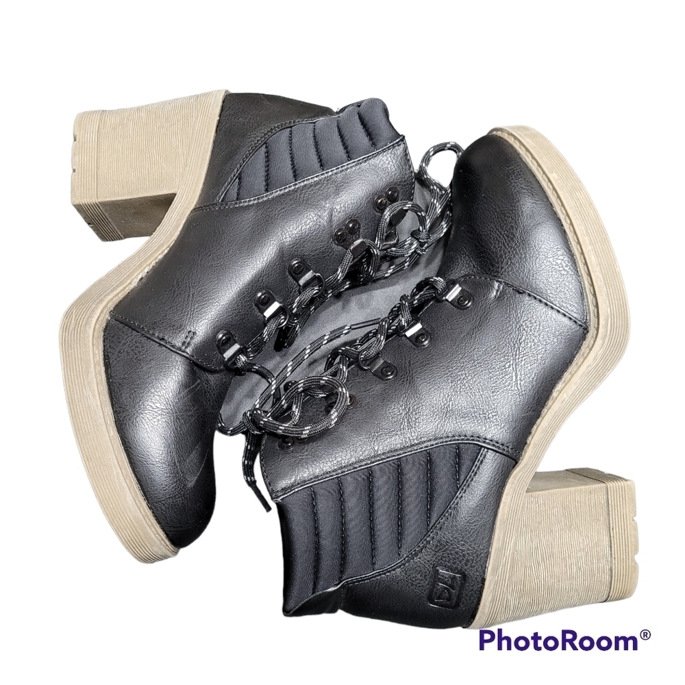 Dirty Laundry Black Rockstar Maverick Lace Up Chunky Block Heel Ankle Boots 8.5‎